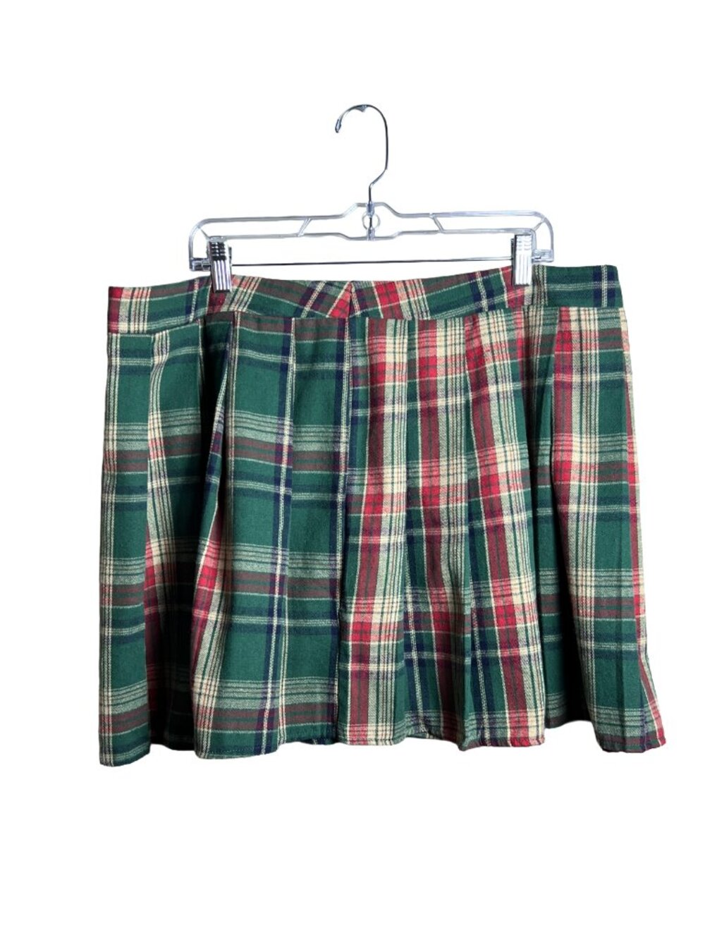 Plaid Pleated Mini Skirt Green Red Dark Academia